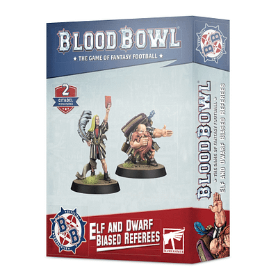 box cover for Elf and Dwarf Biased Referees miniature set from Blood Bowl